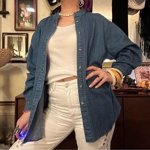 vintage 90s sun belt denim button up / size large